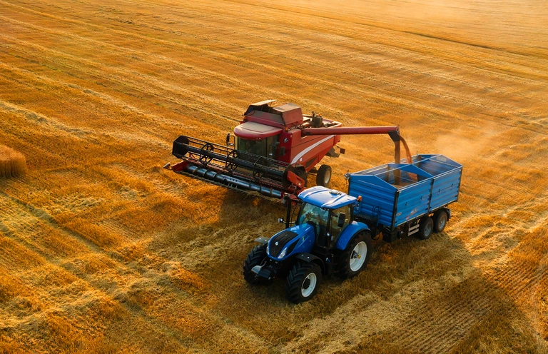 Tractor with Harvester