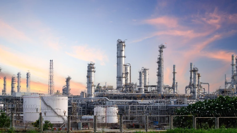 Oil and Gas Industrial zone,The equipment of oil refining,Close-up of industrial pipelines of an oil-refinery plant,Detail of oil pipeline with valves