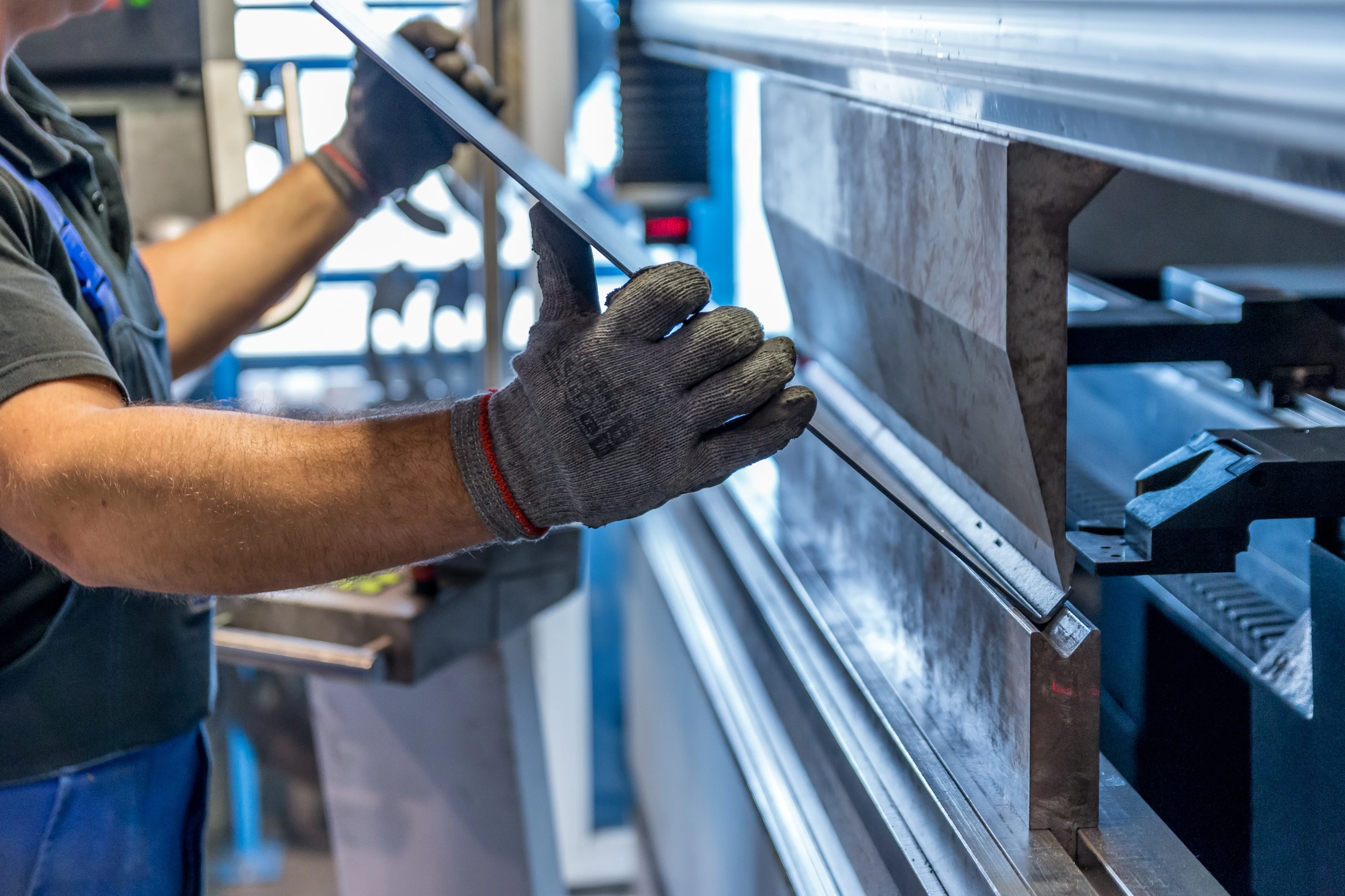 Close-up of a press brake