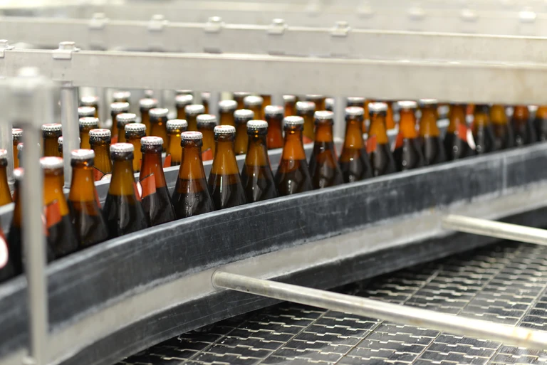 beer cans in a factory